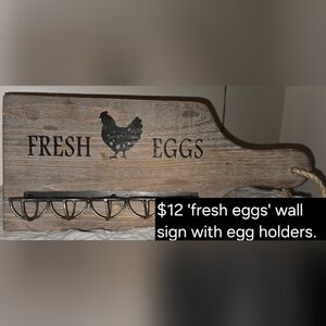 Rustic Chicken Egg Holder Sign